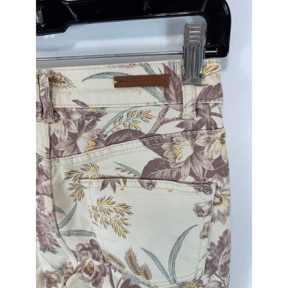 Anthropologie Floral Boot Cut Jeans - Cream and Brown - Picture 12 of 13